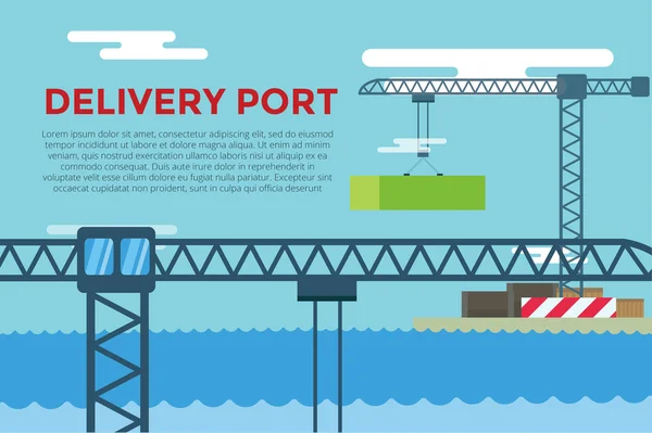Sea transportation logistic port infographics
