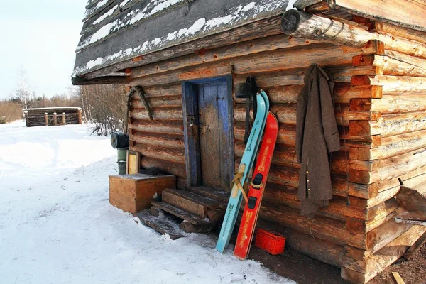 Siberian chopped wooden house, warehouse, barn, door and wall,  Сибирский рубленый деревянный дом, склад, амбар, входная дверь и стена.