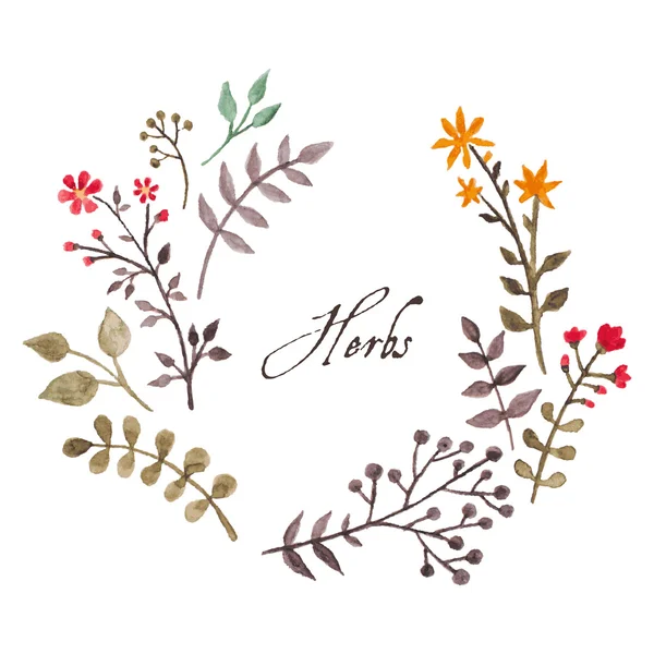 Simple and cute floral oval wreath with autumn branches and leaves.