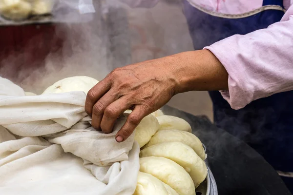 Steamed dumpling(salapao) hot from the oven in the morning at ma