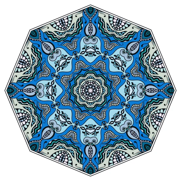 Mandala round ornament, tribal ethnic arabic Indian style, eight pointed circular abstract floral pattern.