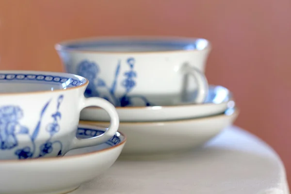 Coffee set made of white and blue porcelain