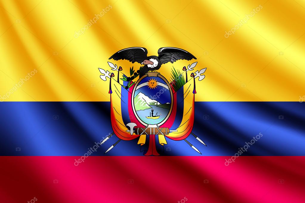 Ondeando La Bandera Del Ecuador Vector — Archivo Imágenes