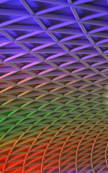 Colourful ceiling arches, Kings Cross Station