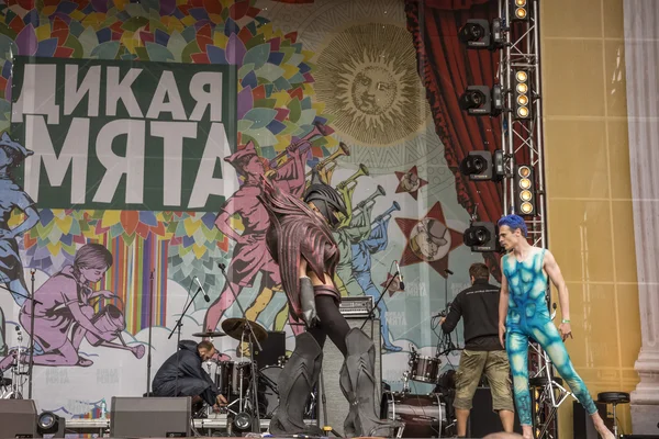 Parade of the Robots on the stage of the musical festival \