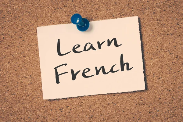 Learn French note pin on the bulletin board