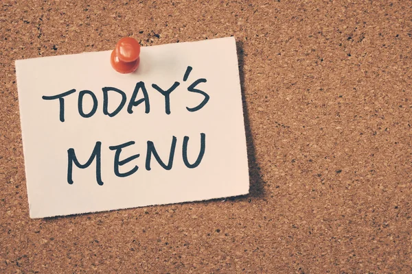 Today\'s menu note pinned on the bulletin board
