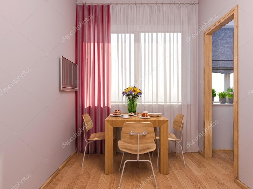 3d visualisering av inredning och design kök i en studio apartmen ...