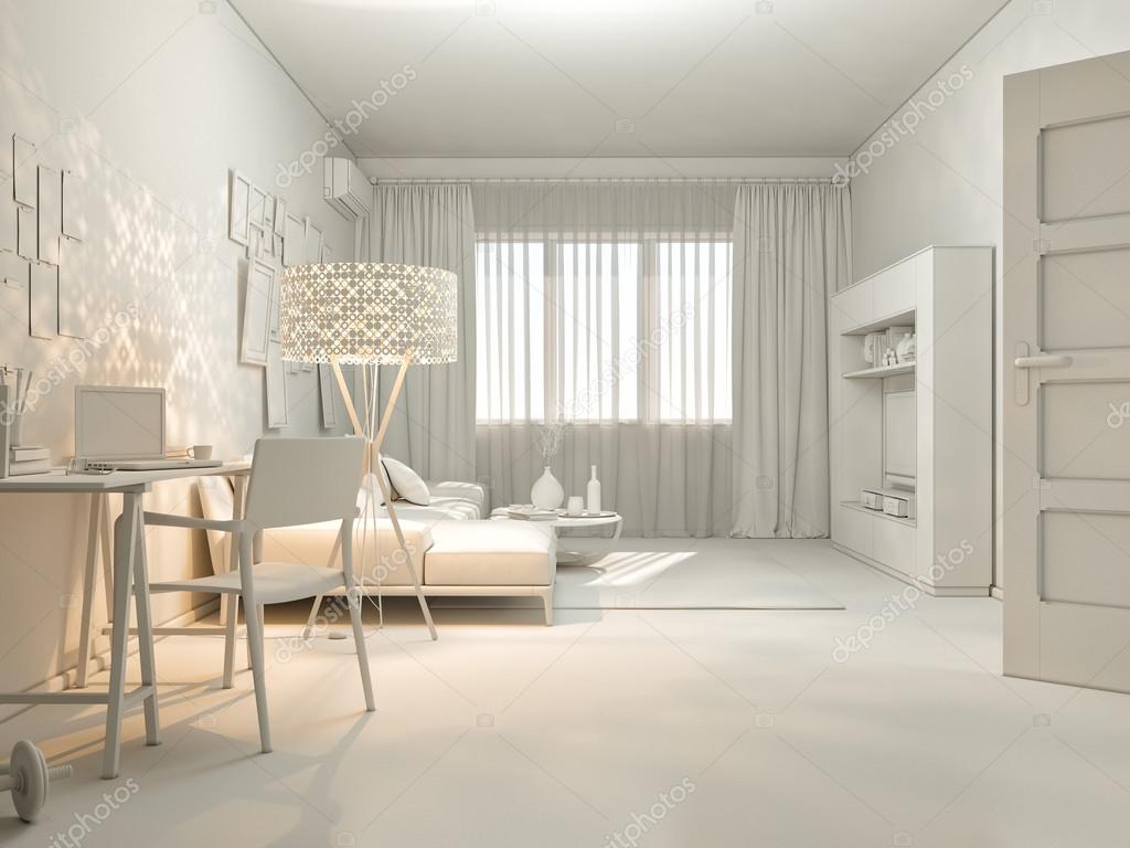 3d visualisering av inredning som bor i en lägenhet ...