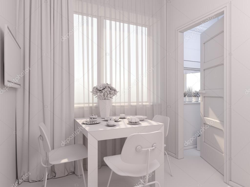 3d visualisering av inredning och design kök i en lägenhet ...