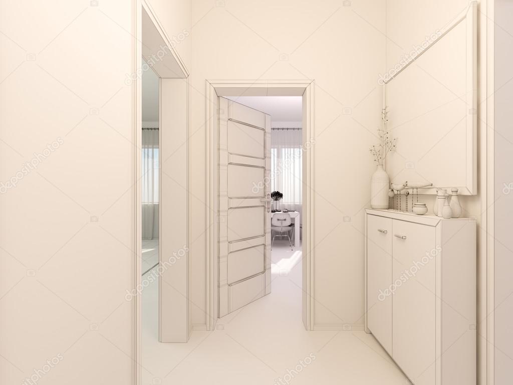 3d visualisering av inredning hall i en lägenhet — stockfotografi ...