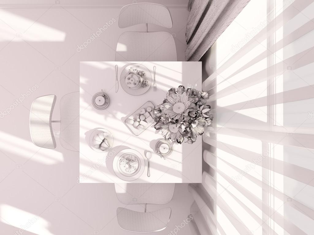3d visualisering av inredning och design kök i en lägenhet ...