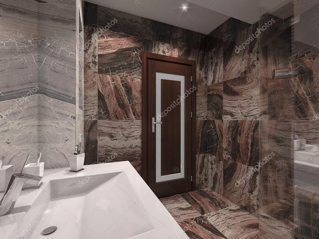 3d illustration une salle de bains en pierre grise et marron avec ...