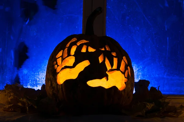 Photo for a holiday Halloween, pumpkin with hands