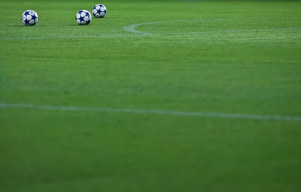 Official UEFA Champions League  balls on the field