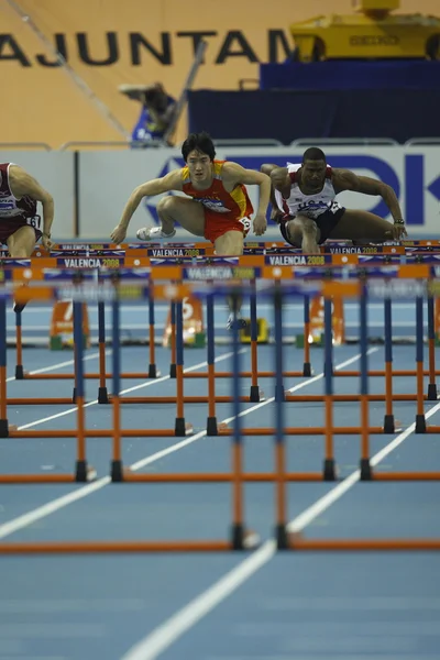 Liu Xiang of China compete in Semifinal of the Mens 60 Metres Hurdles Heat