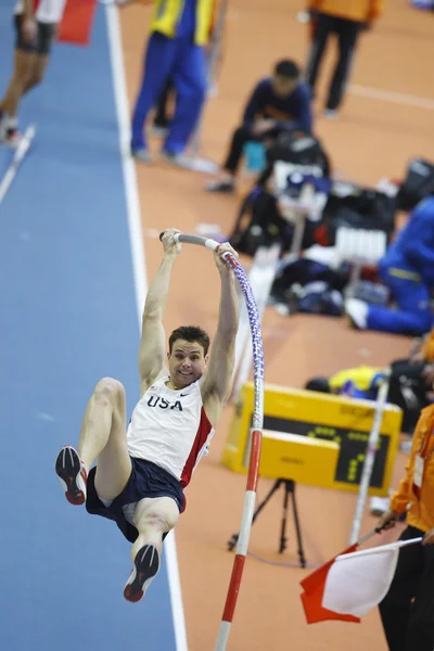 Derek Miles competes in the Men\'s pole vault