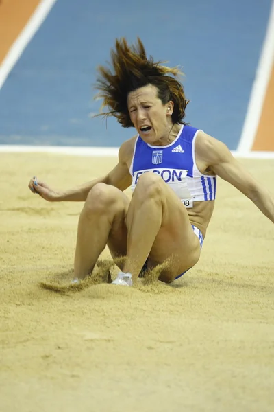 Hrysopiyi Devetzi  competes in the Womens Triple Jump Final