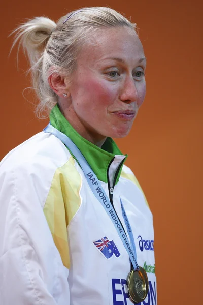 Tamsyn Lewis celebrates the winning a gold medal in  Women\'s 800 metres