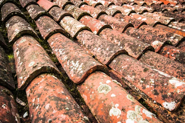 Old red roof tiles.