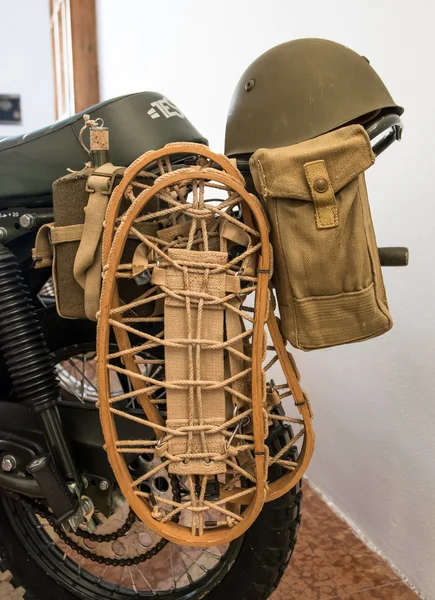 Winter equipment supplied to an old military bike.