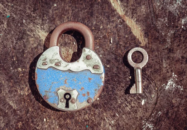 Old padlock and key