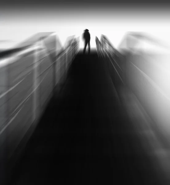 Vertical futuristic black and white vibrant man back motion runn
