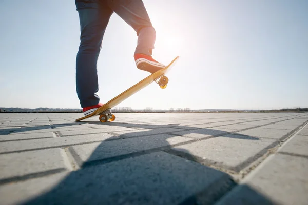Skater riding a skateboard. view of a person riding on his skate