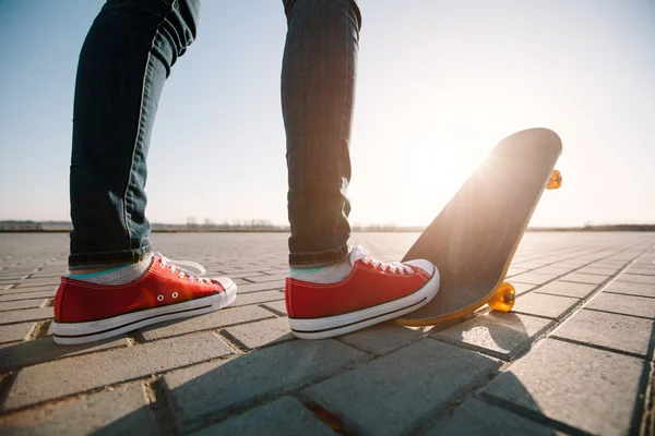 Skater riding a skateboard. view of a person riding on his skate