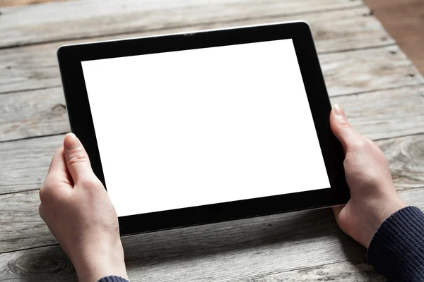 Female hands holding tablet computer