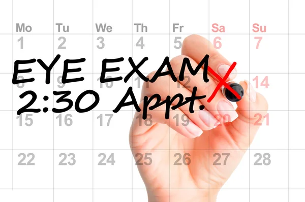 Eye exam appointment on calendar