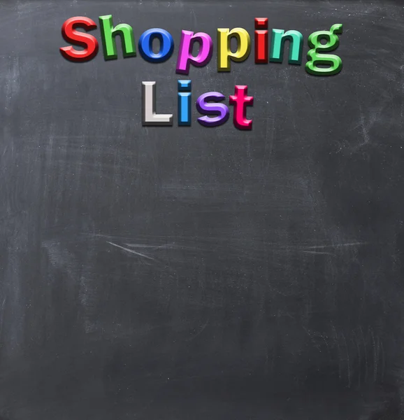 Shopping list from magnetic letters