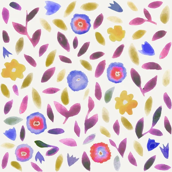Abstract watercolor flower pattern. Modern pattern with small leaves and flowers.
