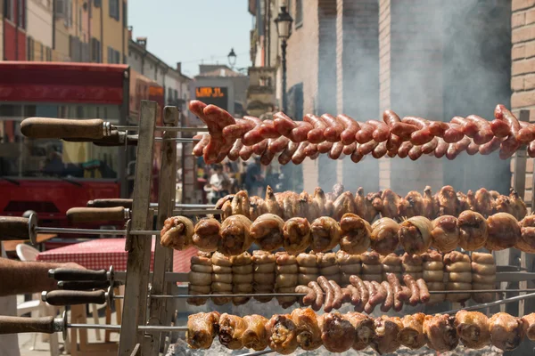 Outdoor Grilled Meat with Chicken, Pork and sausages