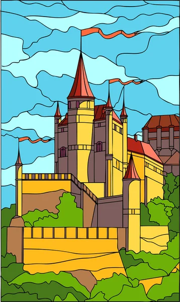 Cartoon old medieval castle