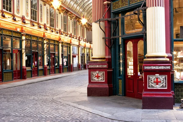 London, United Kingdom, July 23 2011: View of shops and restaurants inside old Victorian Leadenhall Market in City of London Square Mile