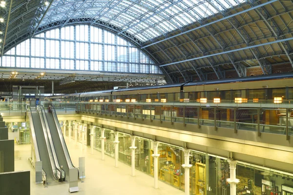 London St Pancras International train station for Eurostar services, with retails shops and restaurants