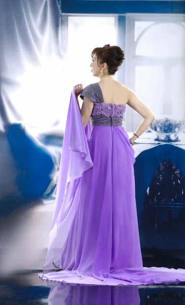 Beautiful bride in purple dress