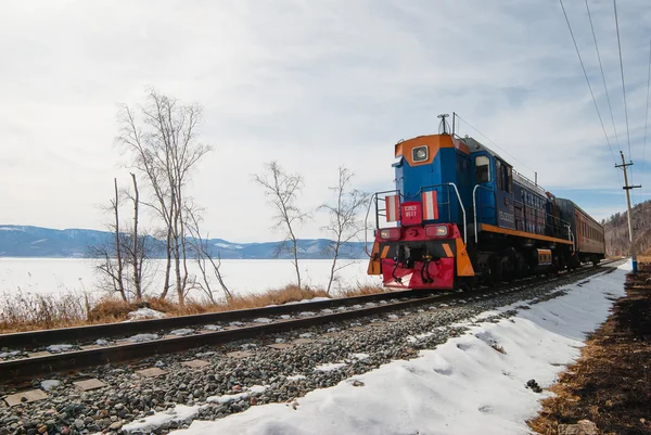 The railroad along the shore of Lake Baikal