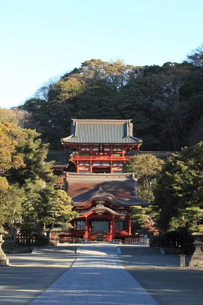 Main shrine and dance hall of Tsurugaoka Hachimangu shrine in Kamakura