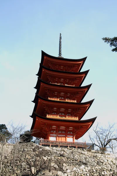 Five story pagoda of Itsukushima Shrine in Miyajima, Hiroshima, Japan