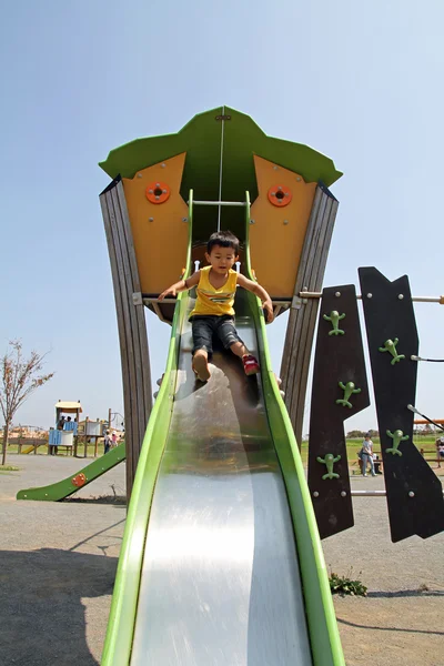 Japanese boy on the slide (2 years old)
