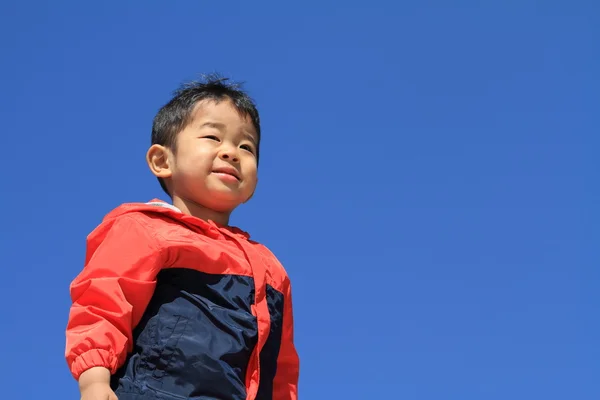 Japanese boy under the blue sky (3 years old)