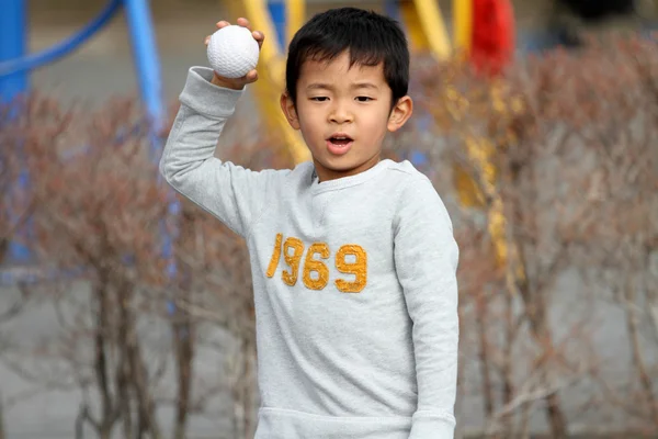 Japanese boy playing catch (6 years old)