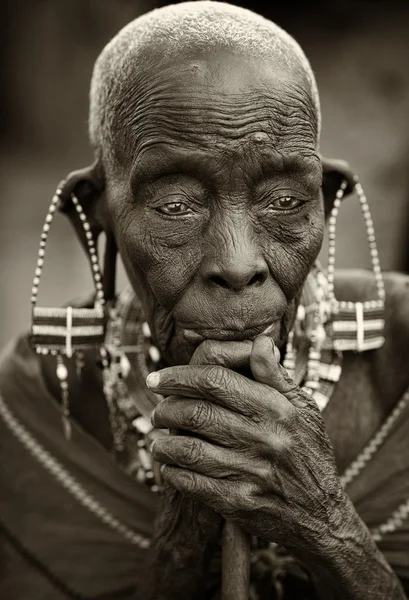 Portrait of an old Maasai woman in Loitoktok, Kenya.