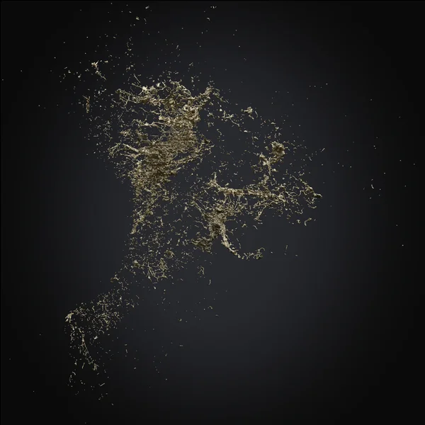 Splash gold 3d rendering background