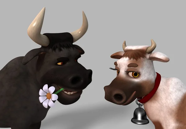 卡通母牛和公牛 - 图库照片vik173#64213527