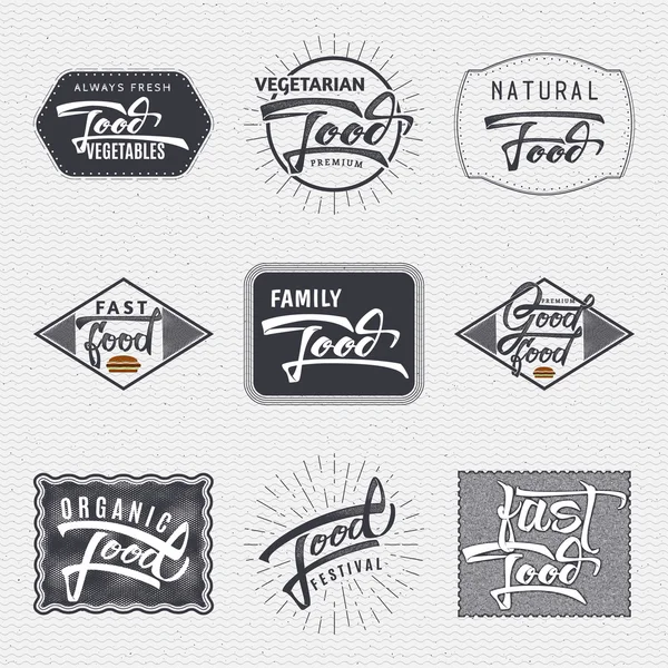 Natural foods, organic , festival, good food - labels, stickers, hand lettering, was written with the help of calligraphy skills and collected templates using typographic rules