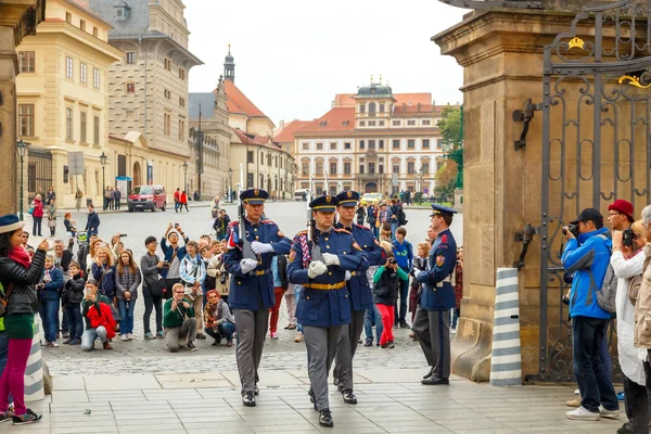 Prague. Soldiers guard of honor near the Presidental palace.
