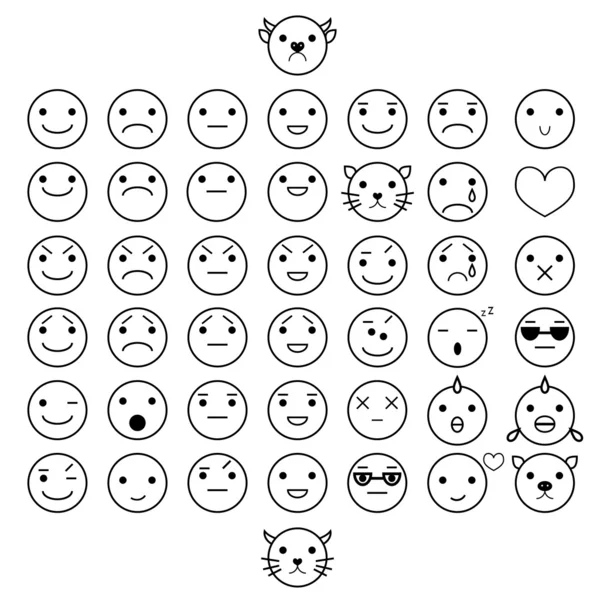 Smilies vector icons. Each grouped. Editable elements.